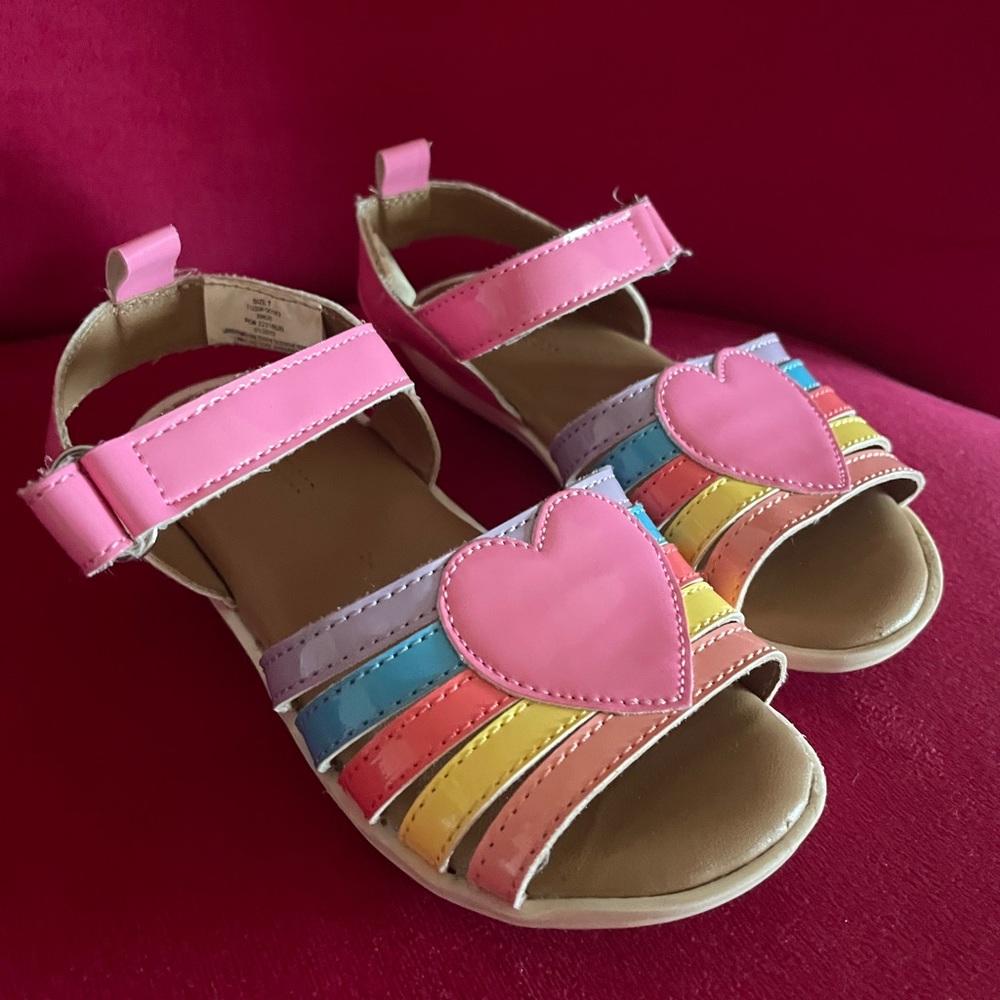 Joe Fresh Pink Heart Toddler Girls Sandals SZ 7